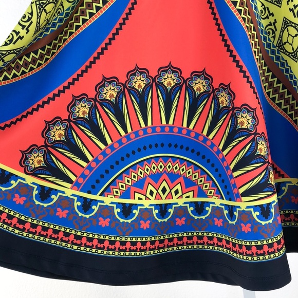 Flying Tomato Yellow Blue Multi Color Print Skirt - Picture 2 of 6